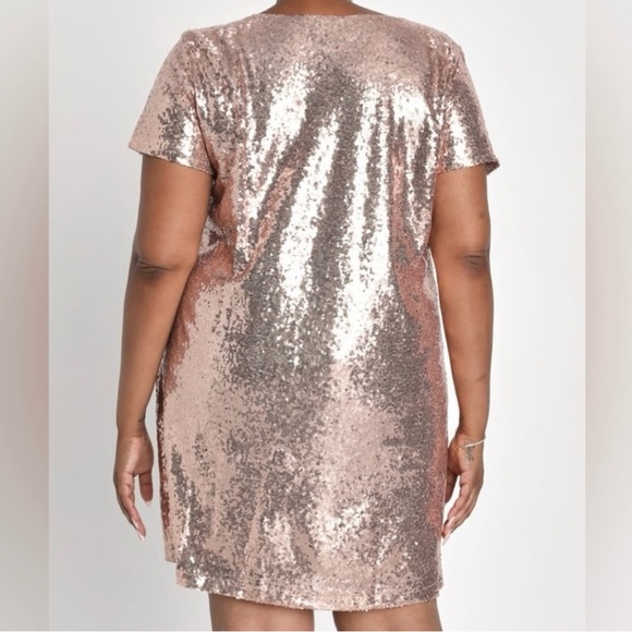 NWT Lulus Light Up The Night Champagne Sequin Shift Dress - Picture 8 of 12